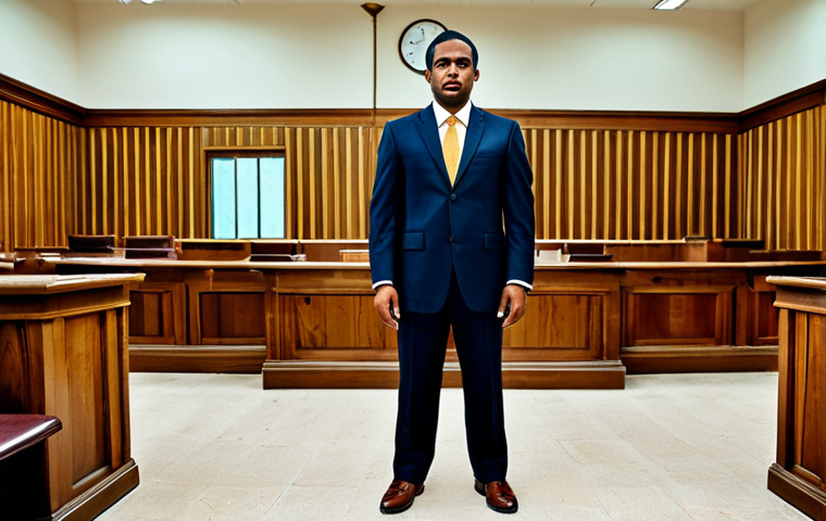 벨리즈의 법률과 시민권 제도 - "A professional lawyer in a modest business suit, standing confidently in a Belizean courtroom, full...